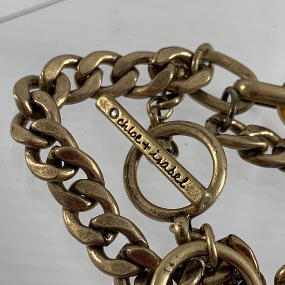 Chloe + Isabel Bracelet Triple Strand Chain Faux Tortoise Shell Gold Tone - Picture 3 of 7